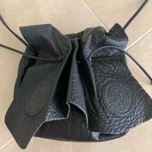 Carlos Falchi Black Crossbody Bag with Embossed Design